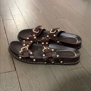 Kenneth Cole New York Brown Sandals with Gold Accents